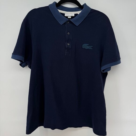 Lacoste Polo Shirt Men XL Adult Blue Navy Casual Regular Fit Preppy Big Logo - Picture 1 of 5